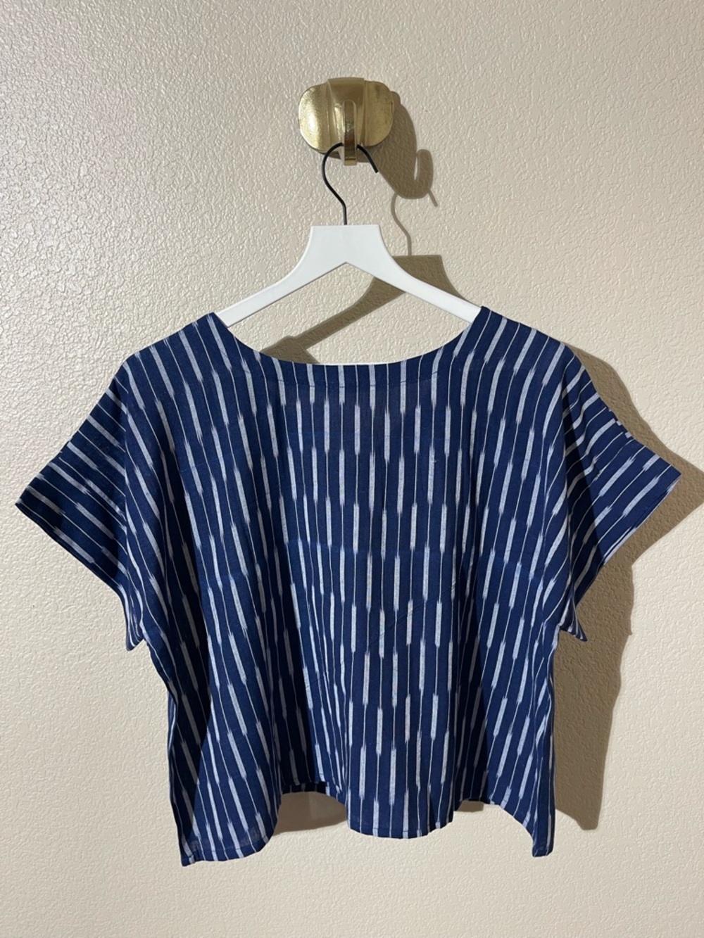 Noonday Collection Navy and White Striped Crop Top